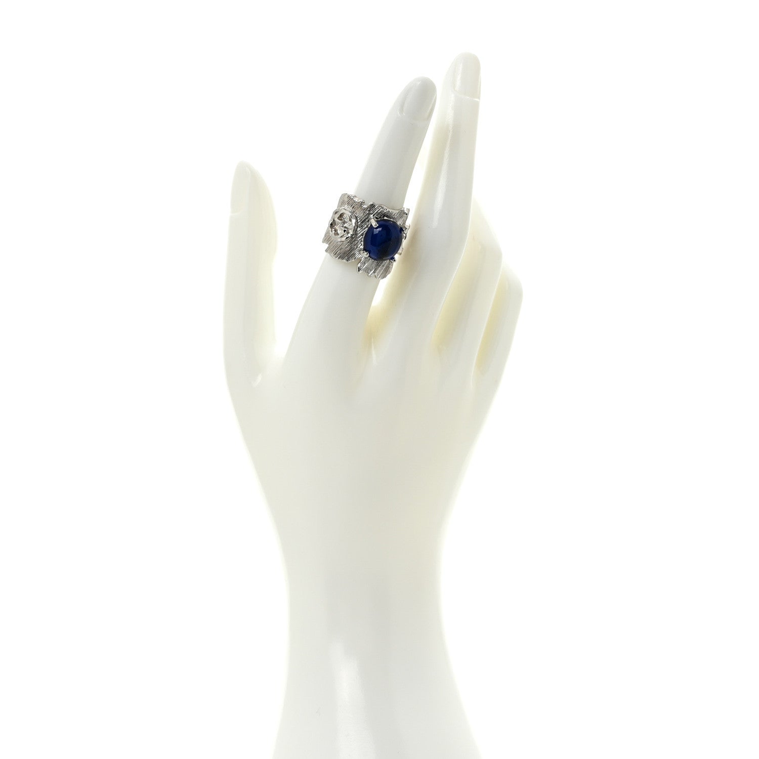 Gucci Metal Crystal GG Ring S Silver Blue 2 of 5