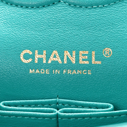 Chanel Caviar Quilted Medium Double Flap Turquoise 6 of 10