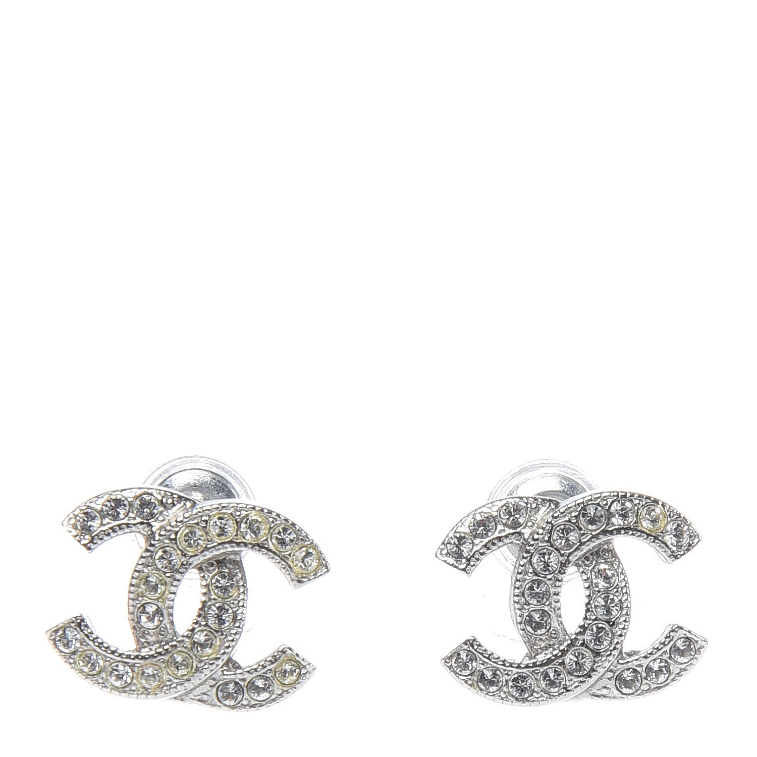 Chanel Crystal Mini Timeless CC Earrings Silver 1 of 10