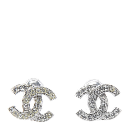 Chanel Crystal Mini Timeless CC Earrings Silver 1 of 10