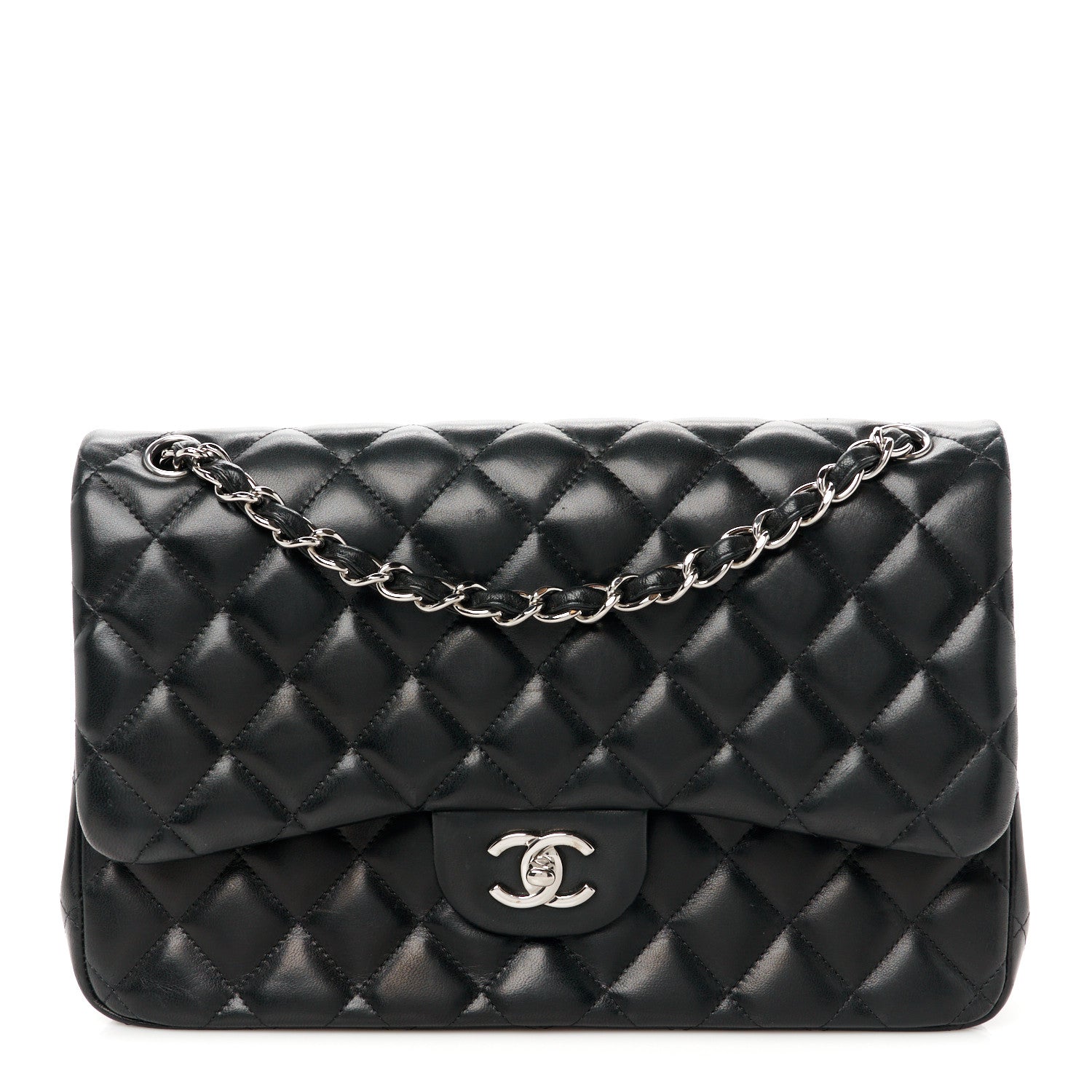 Chanel Lambskin Quilted Jumbo Double Flap Black 1 of 11