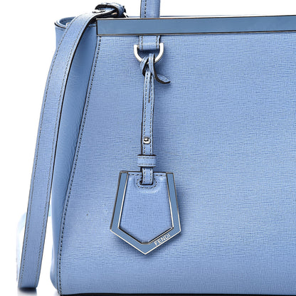 Fendi Vitello Elite Flamingo Petite 2Jours Tote Azzurro Nebula 14 of 14