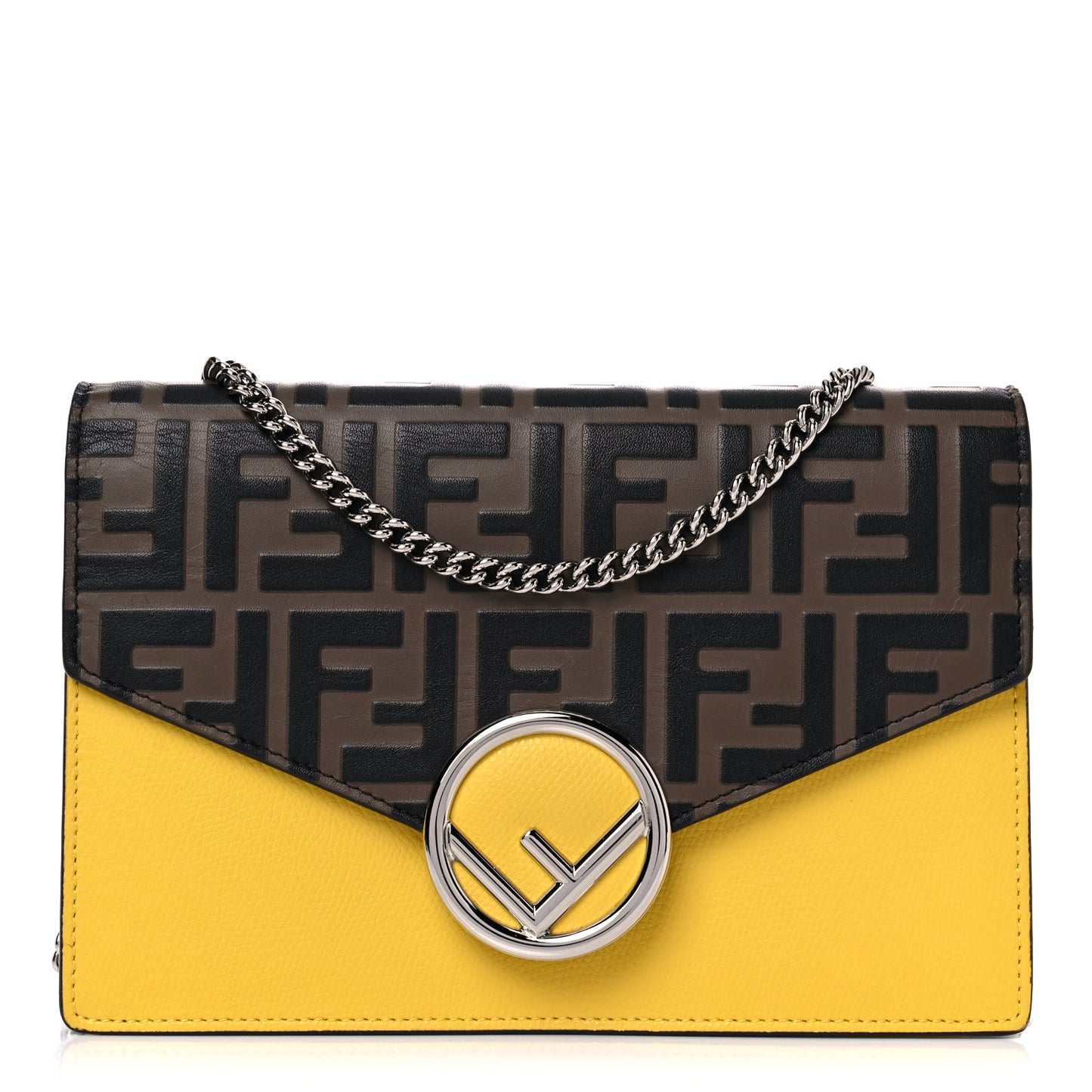 Vitello Cruise F is Fendi Bi-Color FF 1974 Embossed Medium Envelope Wallet On Chain Maya Black Sunflower