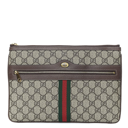 Gucci GG Supreme Monogram Large Ophidia Pouch Clutch Brown 1 of 7
