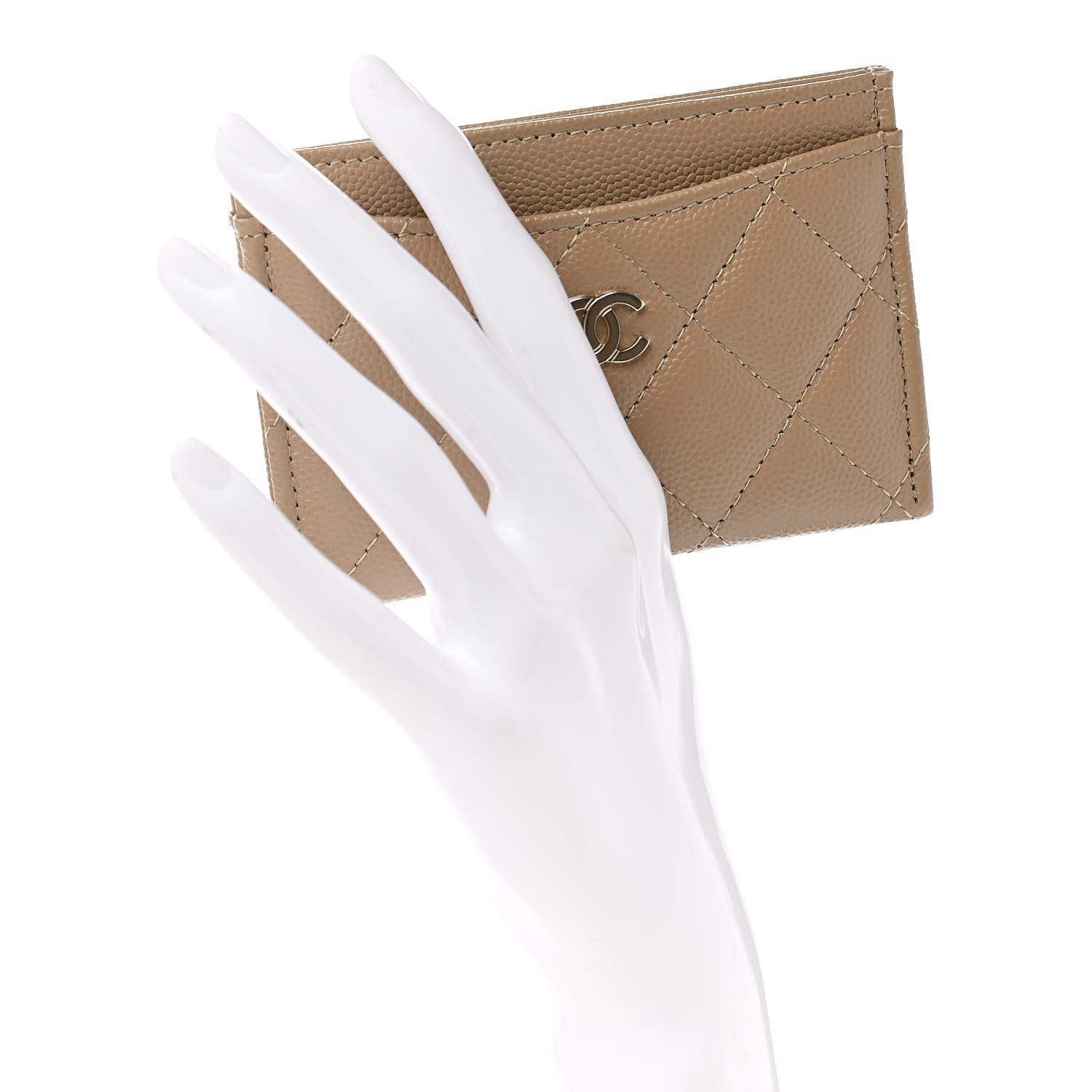 Chanel Caviar Quilted Card Holder Dark Beige 2 of 9