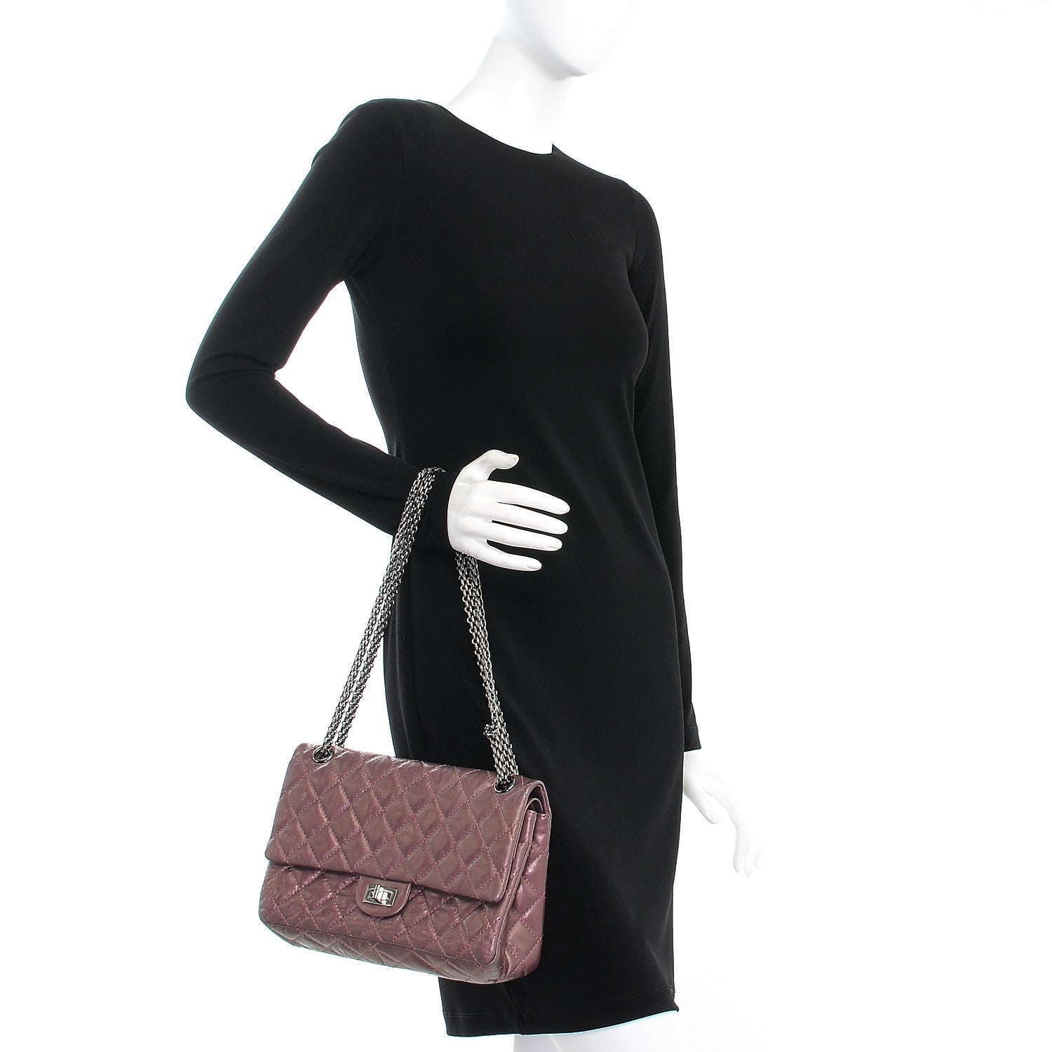 Chanel Metallic Aged Calfskin Quilted 2.55 Reissue 226 Flap Rose Fonce 3 of 10