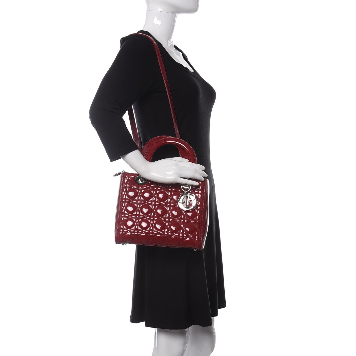 Patent Cannage Medium Lady Dior Red