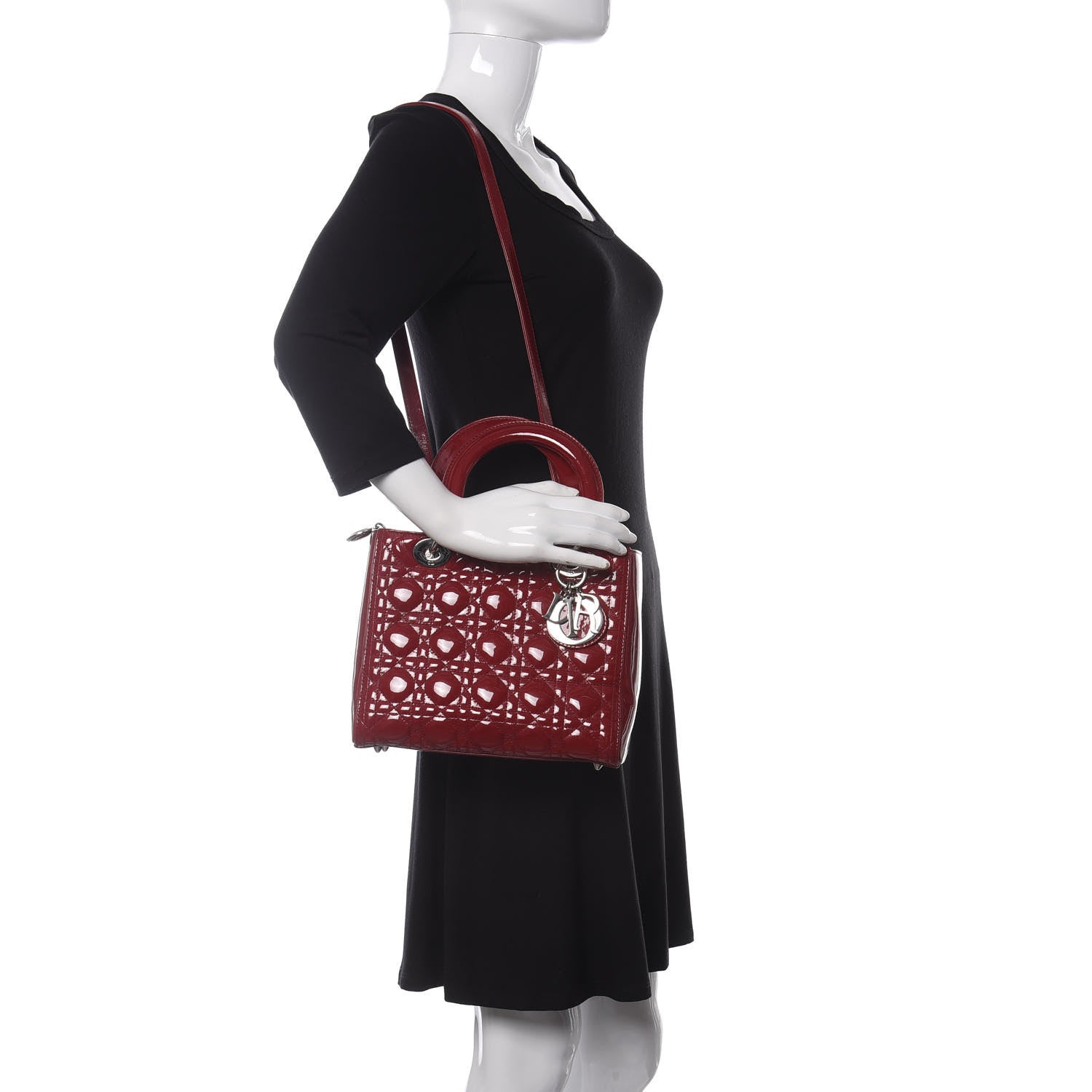Christian Dior Patent Cannage Medium Lady Dior Red 3 of 11