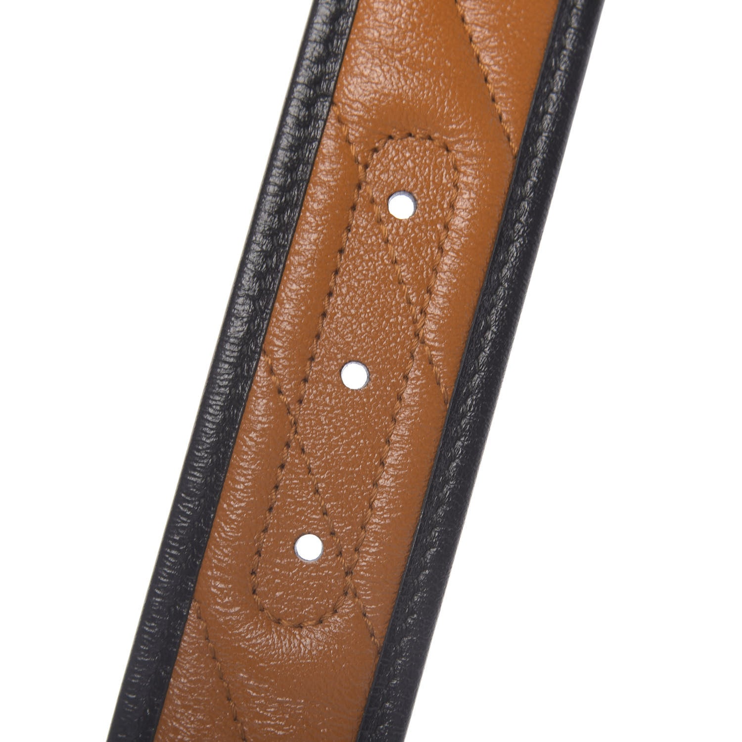 Gucci Azalea Calfskin Matelasse Diagonal Torchon Double G 40mm Belt 95 38 Cognac Black 4 of 5