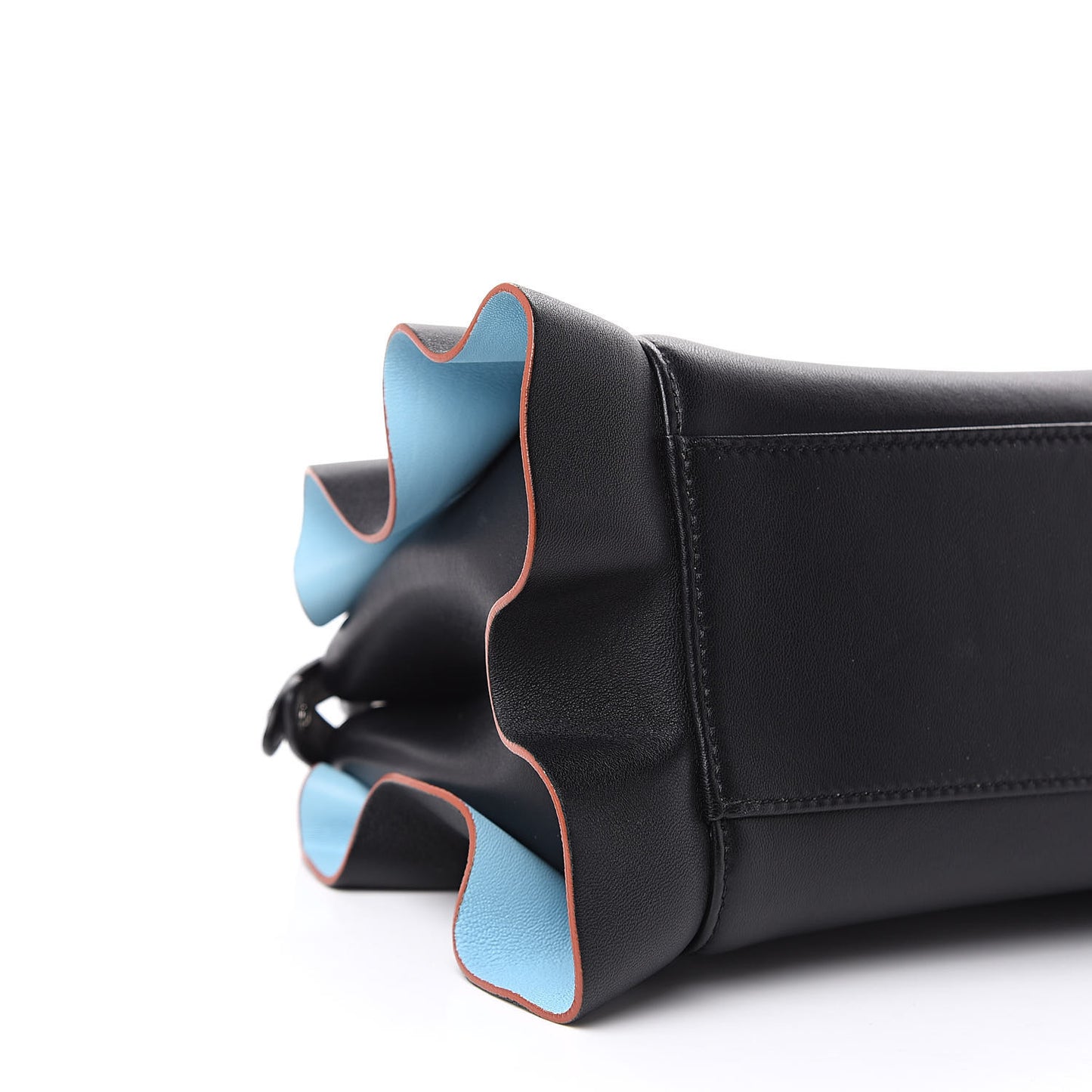 Nappa Waves Bi-Color Mini Peekaboo Iconic Satchel Black Turchese