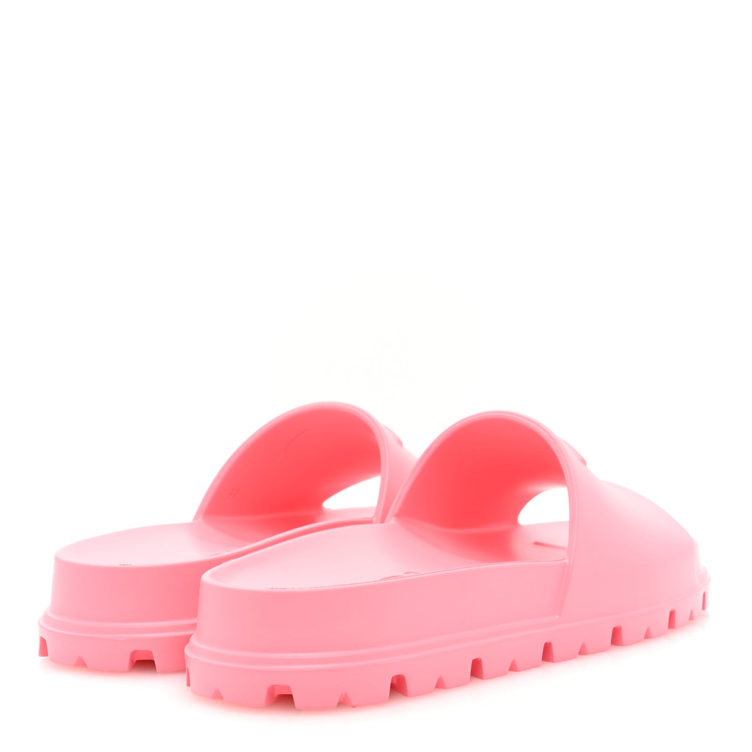 Prada EVA Rubber Triangle Logo Embossed Womens Lug Sole 20mm Slide Sandals 37 Begonia 4 of 8