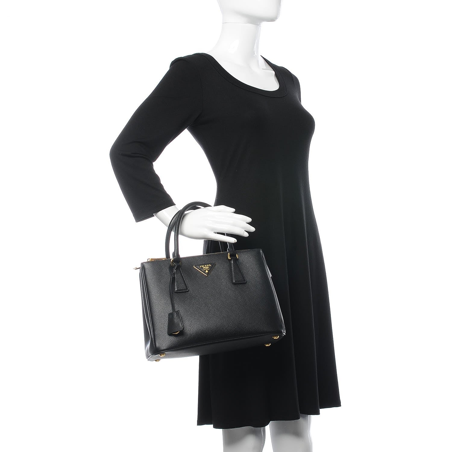 Prada Saffiano Small Galleria Double Zip Tote Black 3 of 8