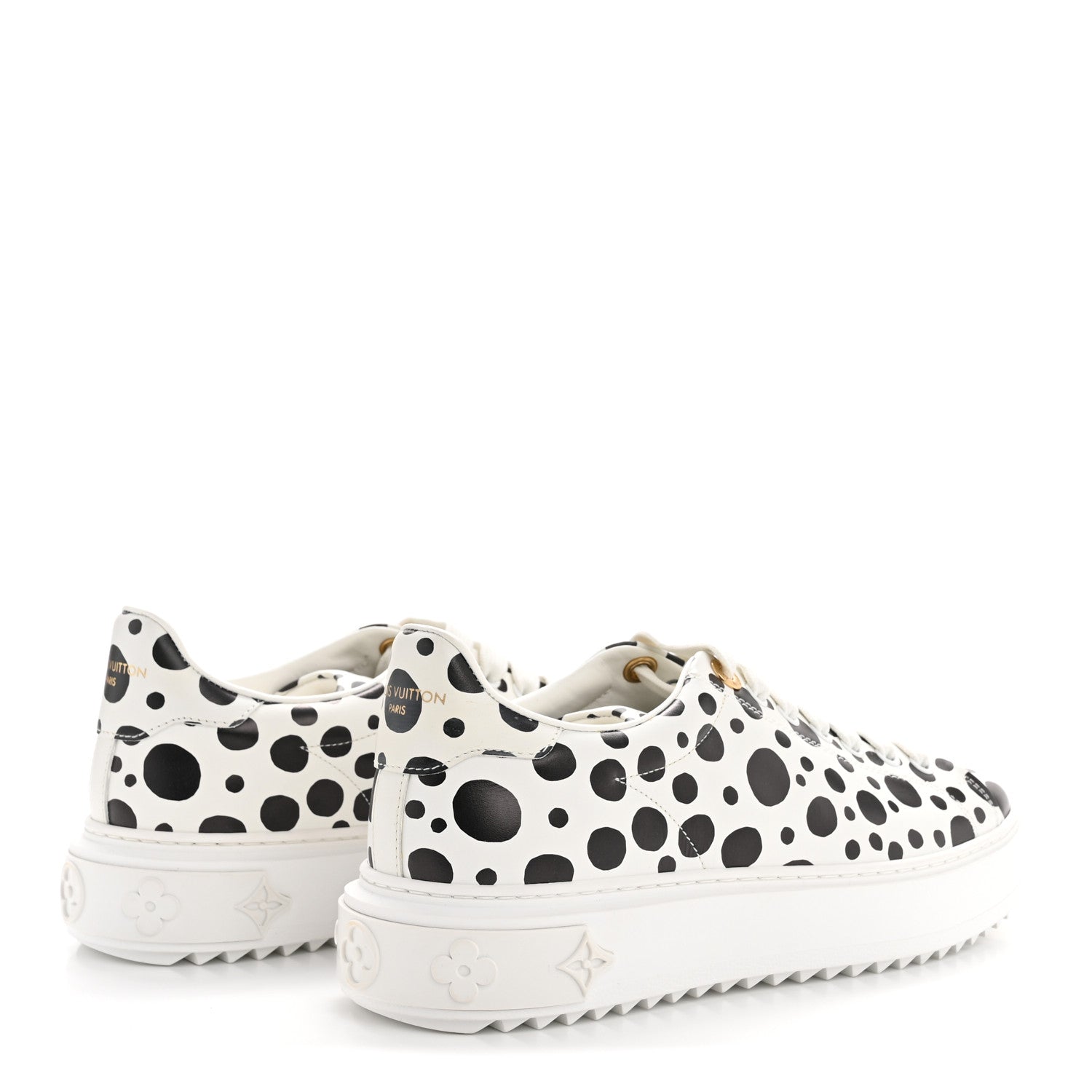 Louis Vuitton LV X YK Calfskin Printed Infinity Dots Time Out Sneakers 38 White 5 of 10