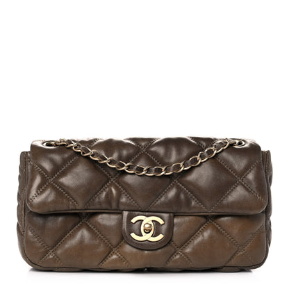 Chanel Calfskin Small Bubble Quilt Flap Brown 1 of 13