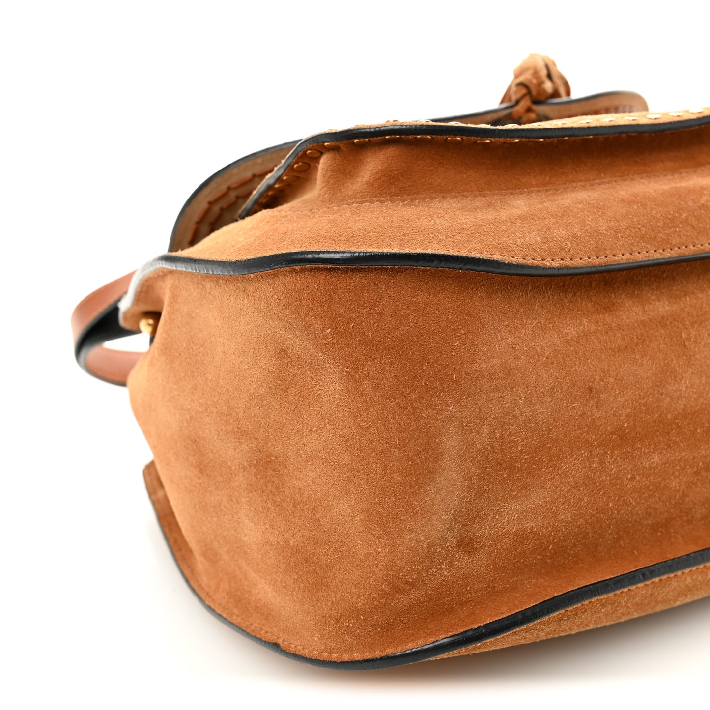 Suede Braided Medium Hudson Double Carry Shoulder Bag Caramel