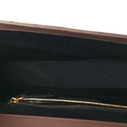 Saint Laurent Grain De Poudre Matelasse Chevron Large Monogram Satchel Dark Latte 5 of 9