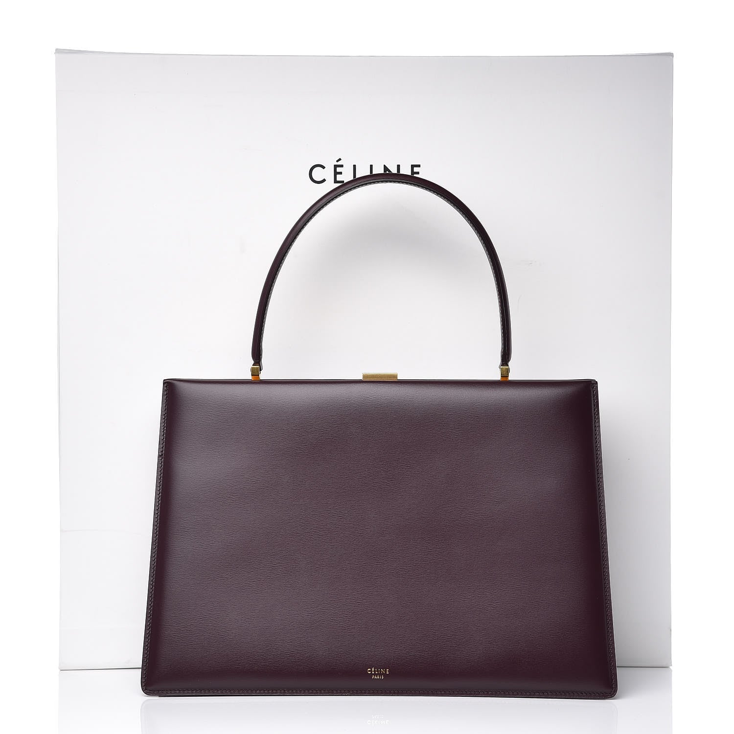 Celine Box Calfskin Medium Clasp Bag Burgundy 9 of 9