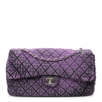 Chanel Denim Quilted Denimpression Flap Purple Black 1 of 4