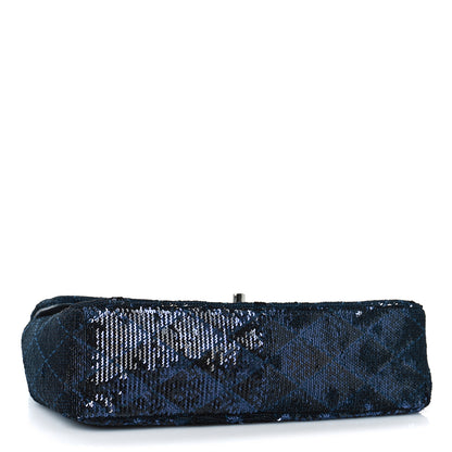 Chanel Sequin Quilted Medium Single Flap Blue 4 of 10