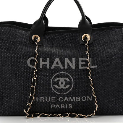 Chanel Woven Straw Raffia Large Deauville Tote Black 8 of 13