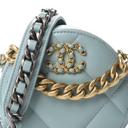 Chanel Goatskin Quilted 19 Round Clutch With Chain Light Blue 10 of 10