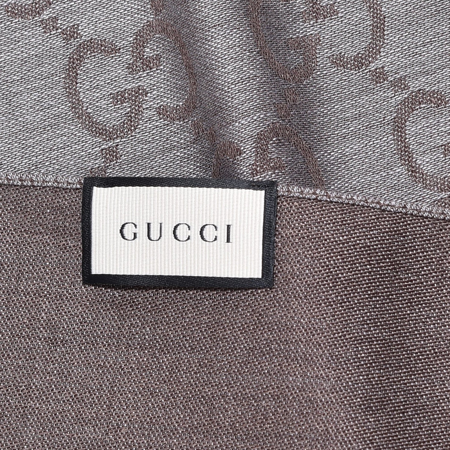 Wool Silk Monogram Fringe Scarf Graphite