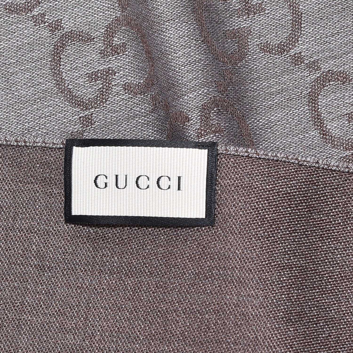 Gucci Wool Silk Monogram Fringe Scarf Graphite 5 of 5