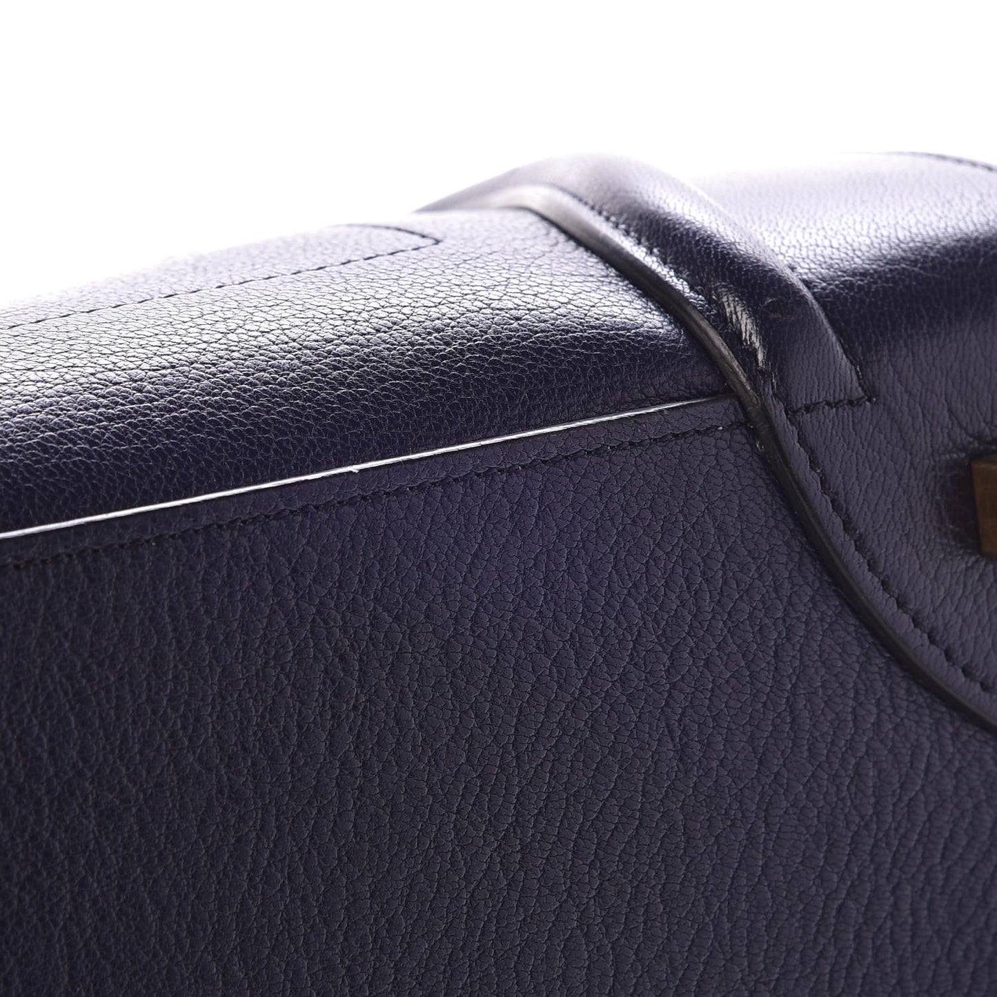 Goatskin Mini Luggage Dark Blue Black