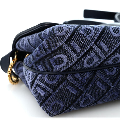 Salvatore Ferragamo Jacquard Gancini Monogram Small Mia Crossbody Bag Denim Midnight Blue 9 of 11