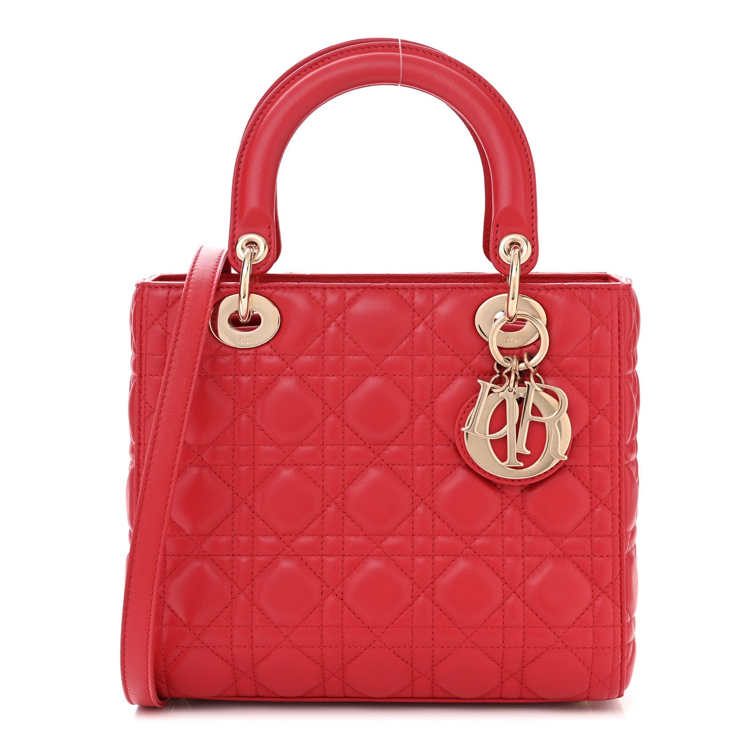Christian Dior Lambskin Cannage Medium Lady Dior Red 1 of 10
