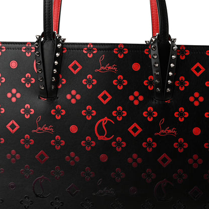 Christian Louboutin Perforated Calfskin Degrade Loubinthesky East West Cabata Tote Black Red 9 of 11