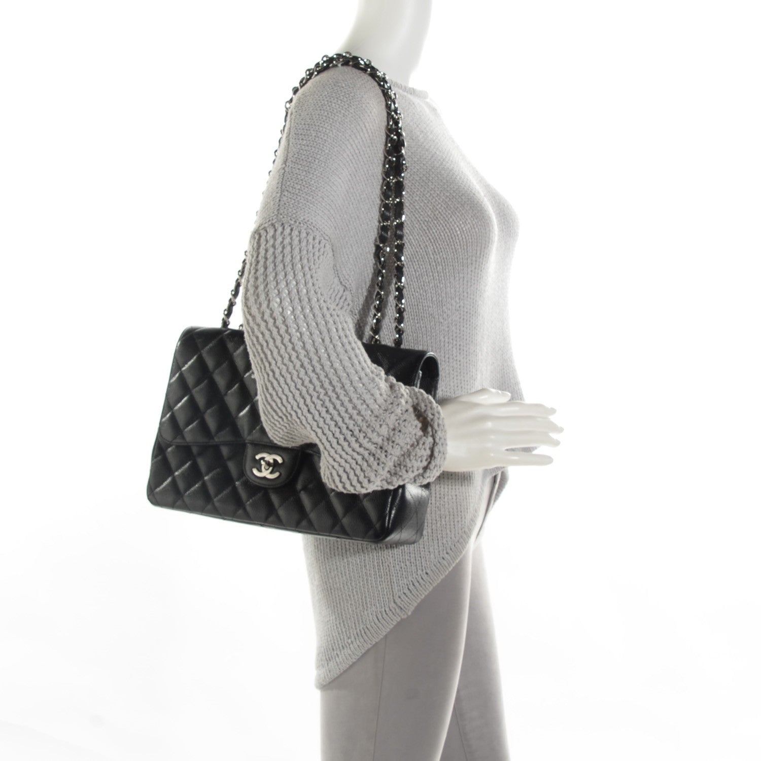 Chanel Caviar Quilted Jumbo Single Flap Black 2 of 8