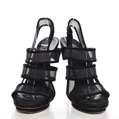 Gucci Kid Scamosciato Mesh Bette Sandals 38 Black 5 of 9