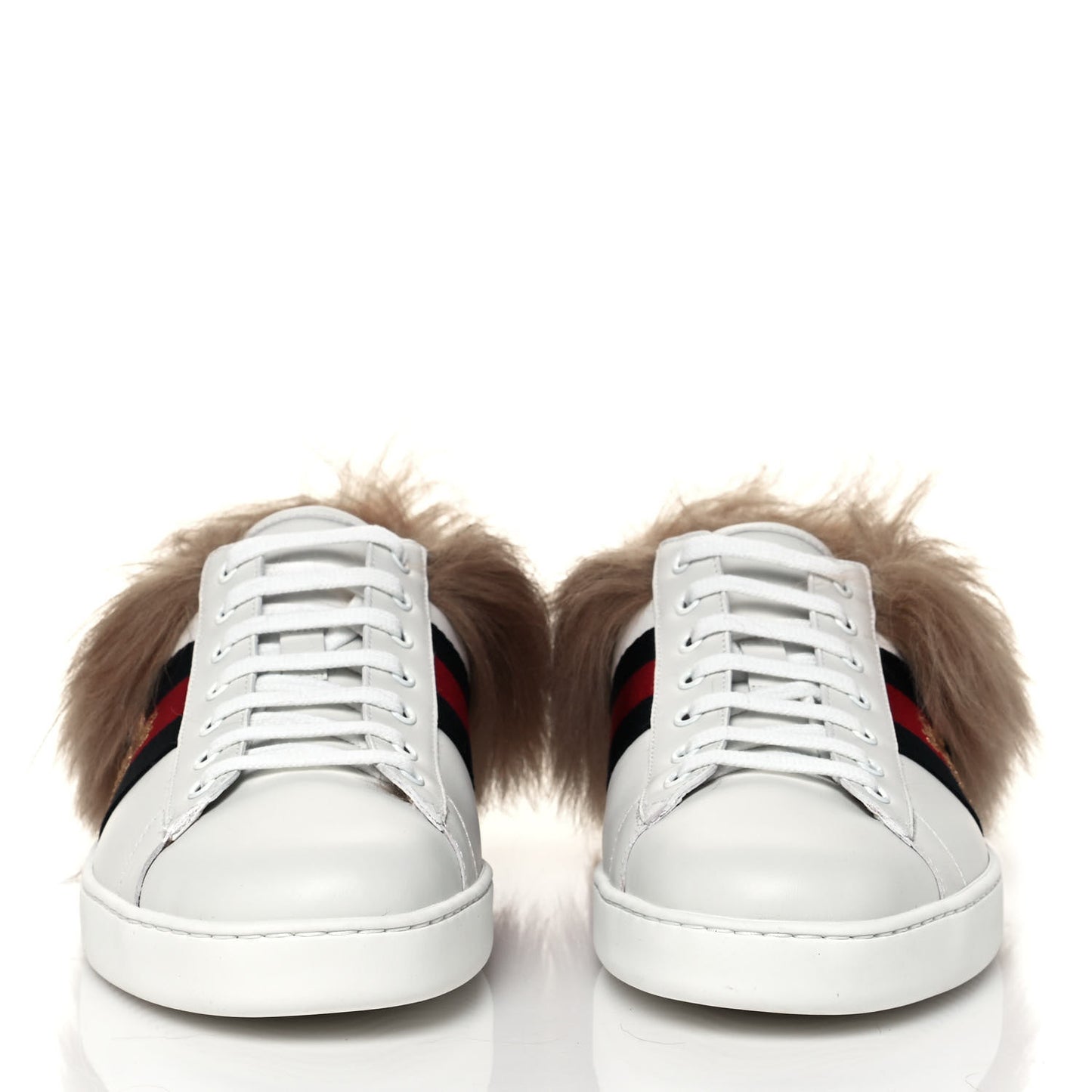 Calfskin Wool Web Bee Embroidered Mens Ace Sneakers 10 White