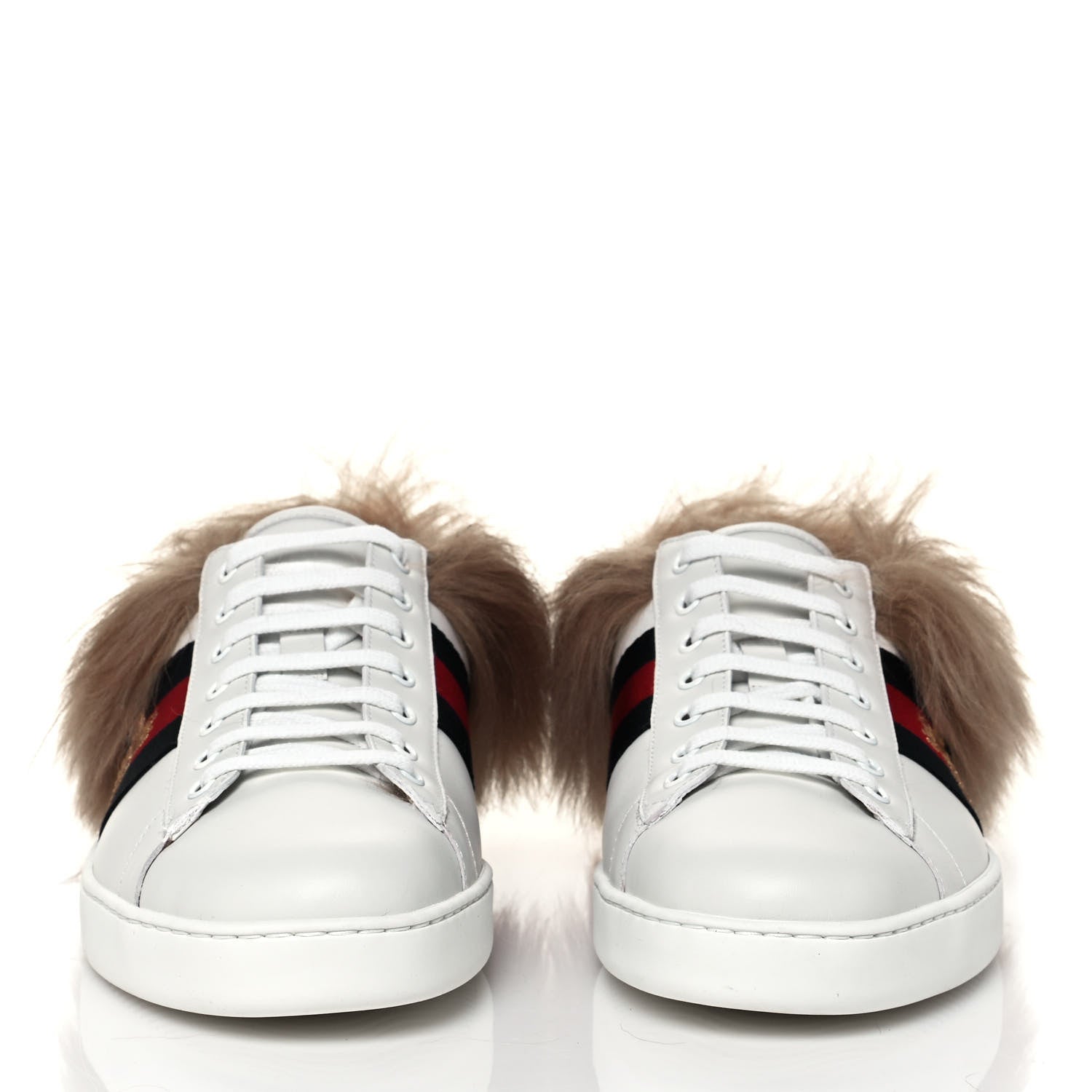 Gucci Calfskin Wool Web Bee Embroidered Mens Ace Sneakers 10 White 2 of 7