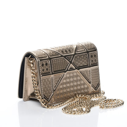 Christian Dior Metallic Patent Micro-Cannage Baby Diorama Flap Bag Gold 3 of 7