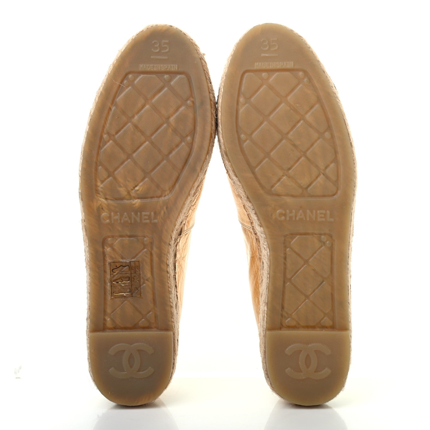 Chanel Laminated Lambskin Grosgrain CC Espadrilles 35 Gold Black 5 of 7
