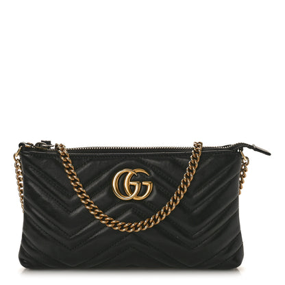 Gucci Calfskin Matelasse Mini GG Marmont Chain Bag Black 1 of 9