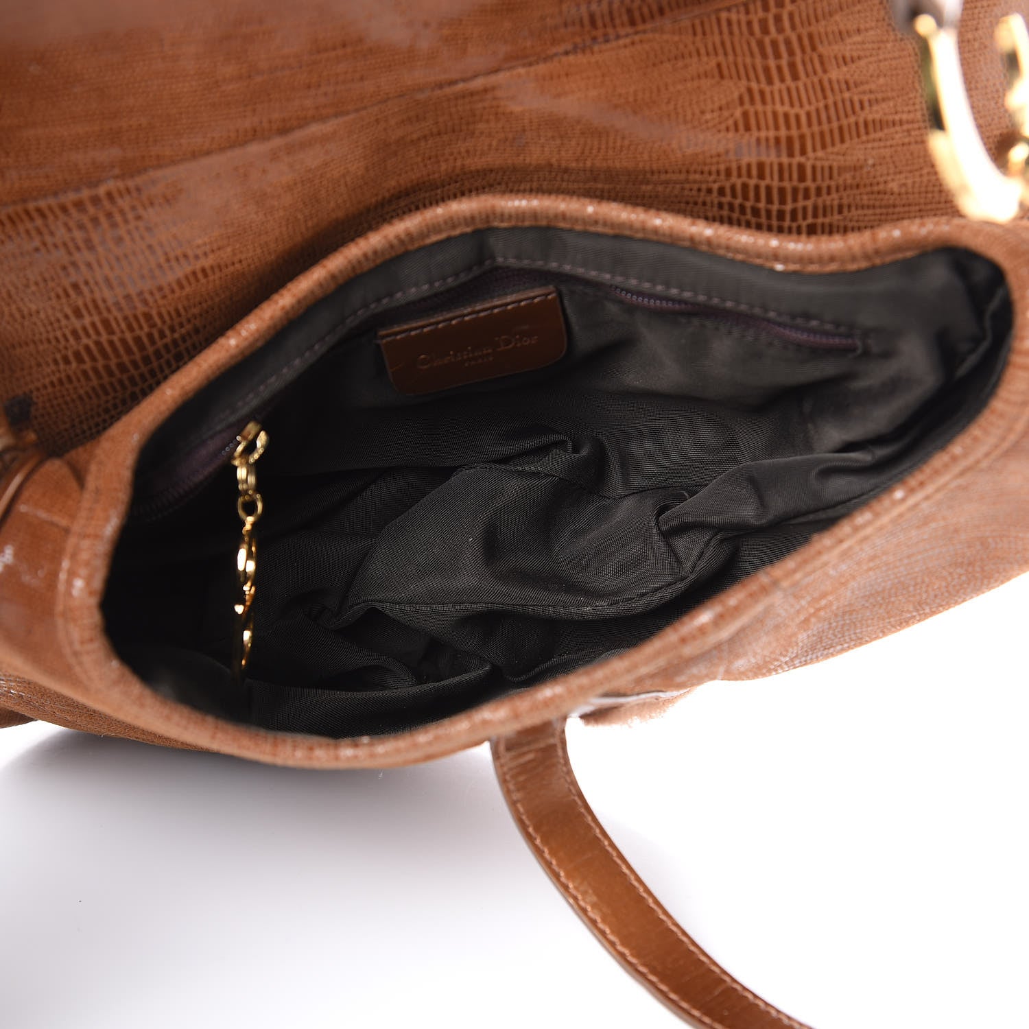 Christian Dior Lizard Saddle Bag Brown 5 of 15