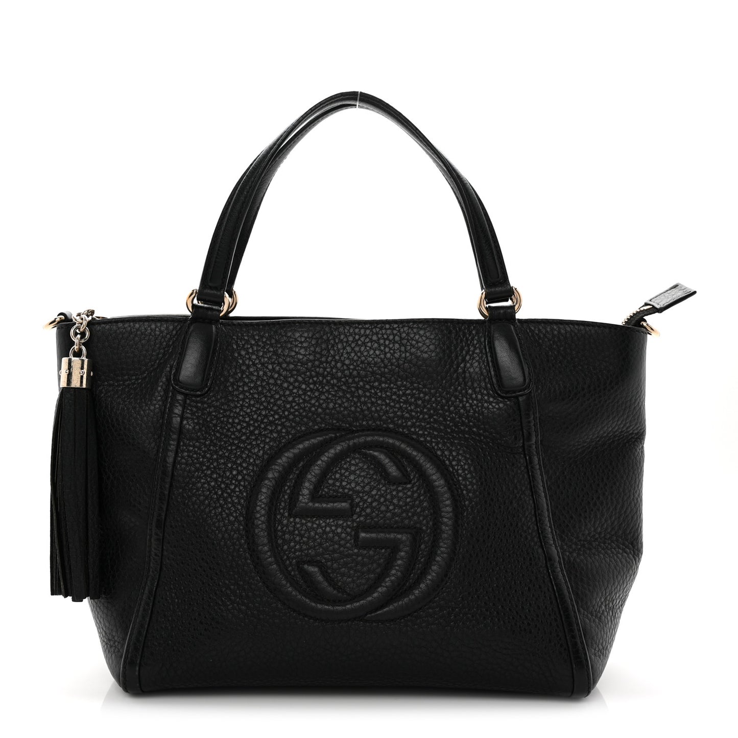Pebbled Calfskin Small Soho Top Handle Bag Black