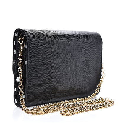 Dolce & Gabbana Lizard Effect Wallet On Chain Black 3 of 12