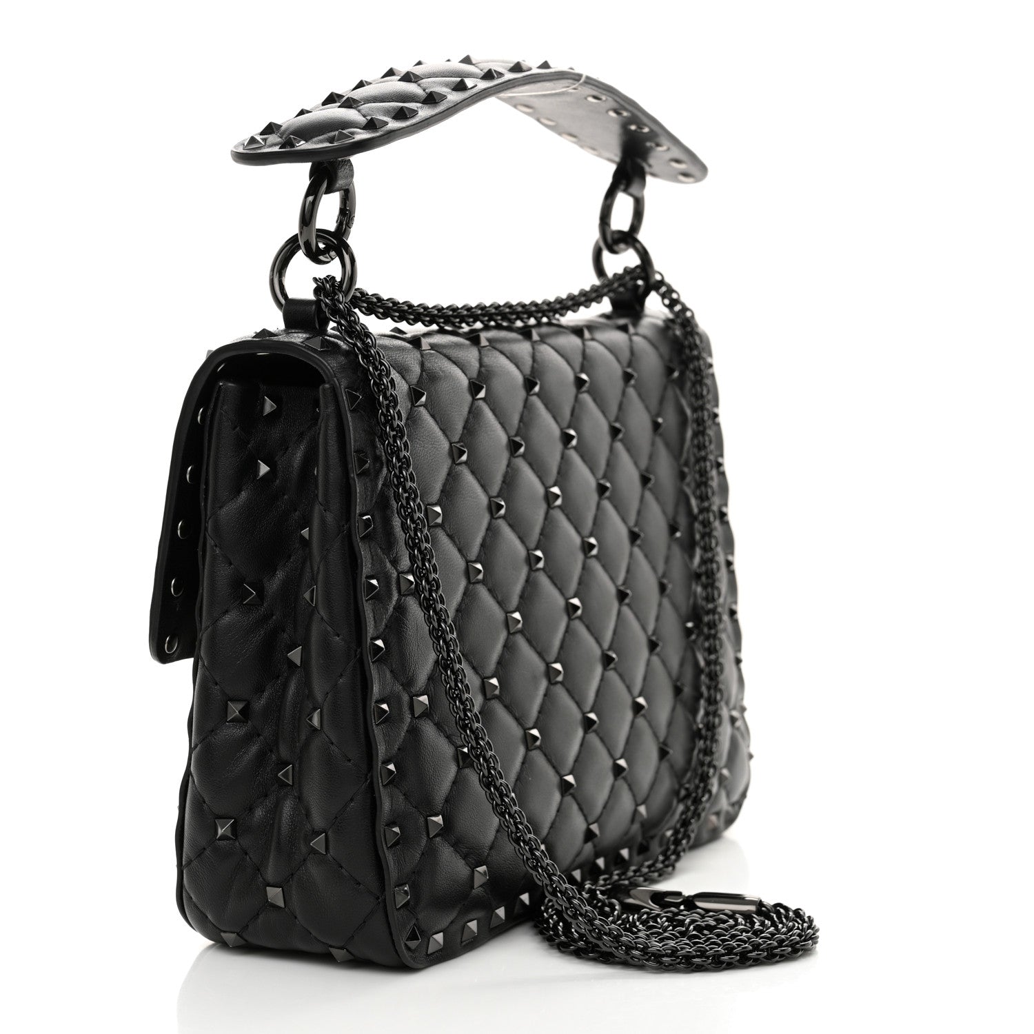 Valentino Garavani Lambskin Monochrome Medium Rockstud Spike Shoulder Bag Black 2 of 10