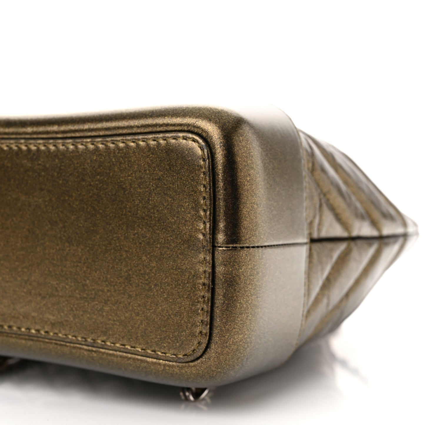 Metallic Aged Calfskin Chevron Quilted Small Gabrielle Backpack Gold