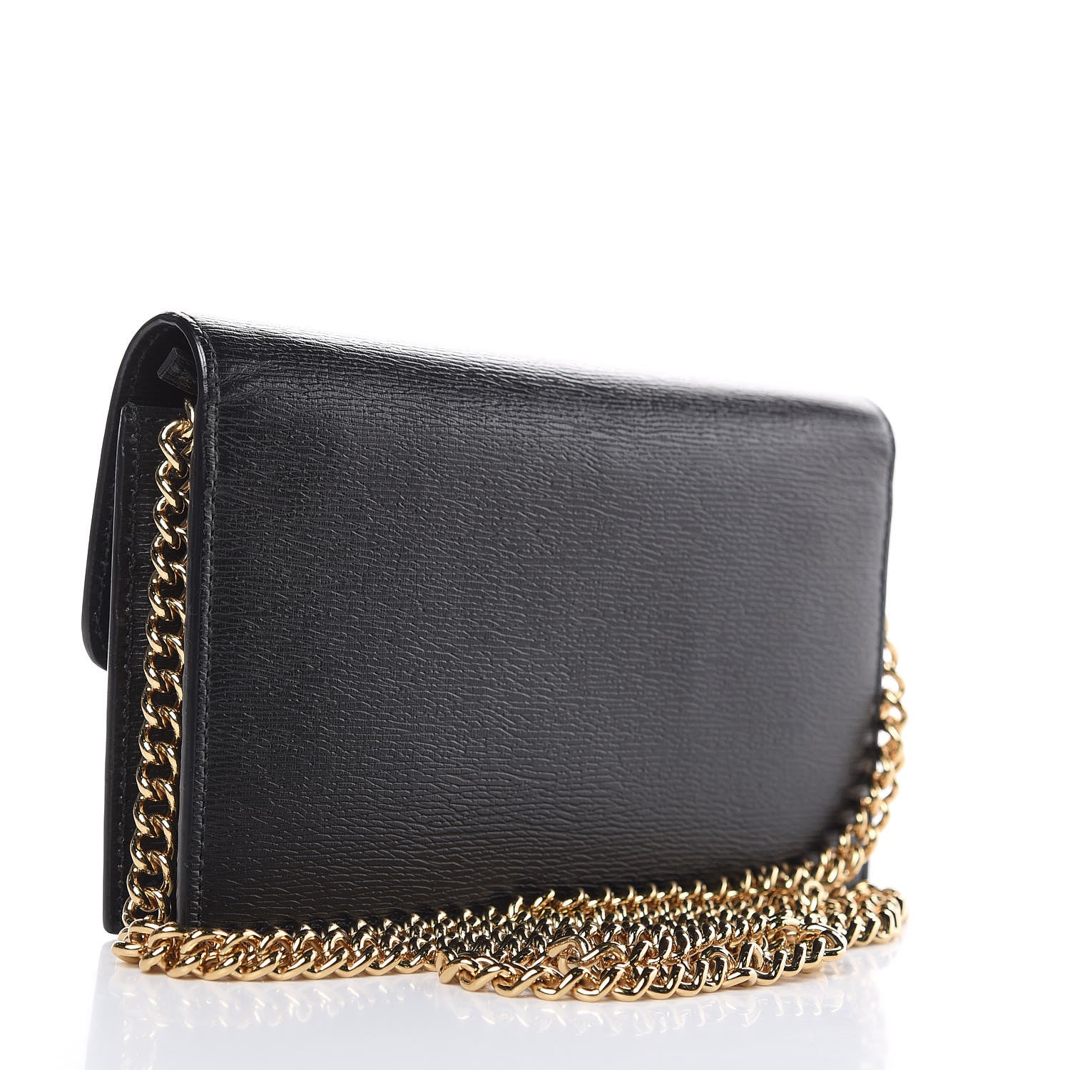 Gucci Textured Calfskin Icon Chain Wallet Black 3 of 9