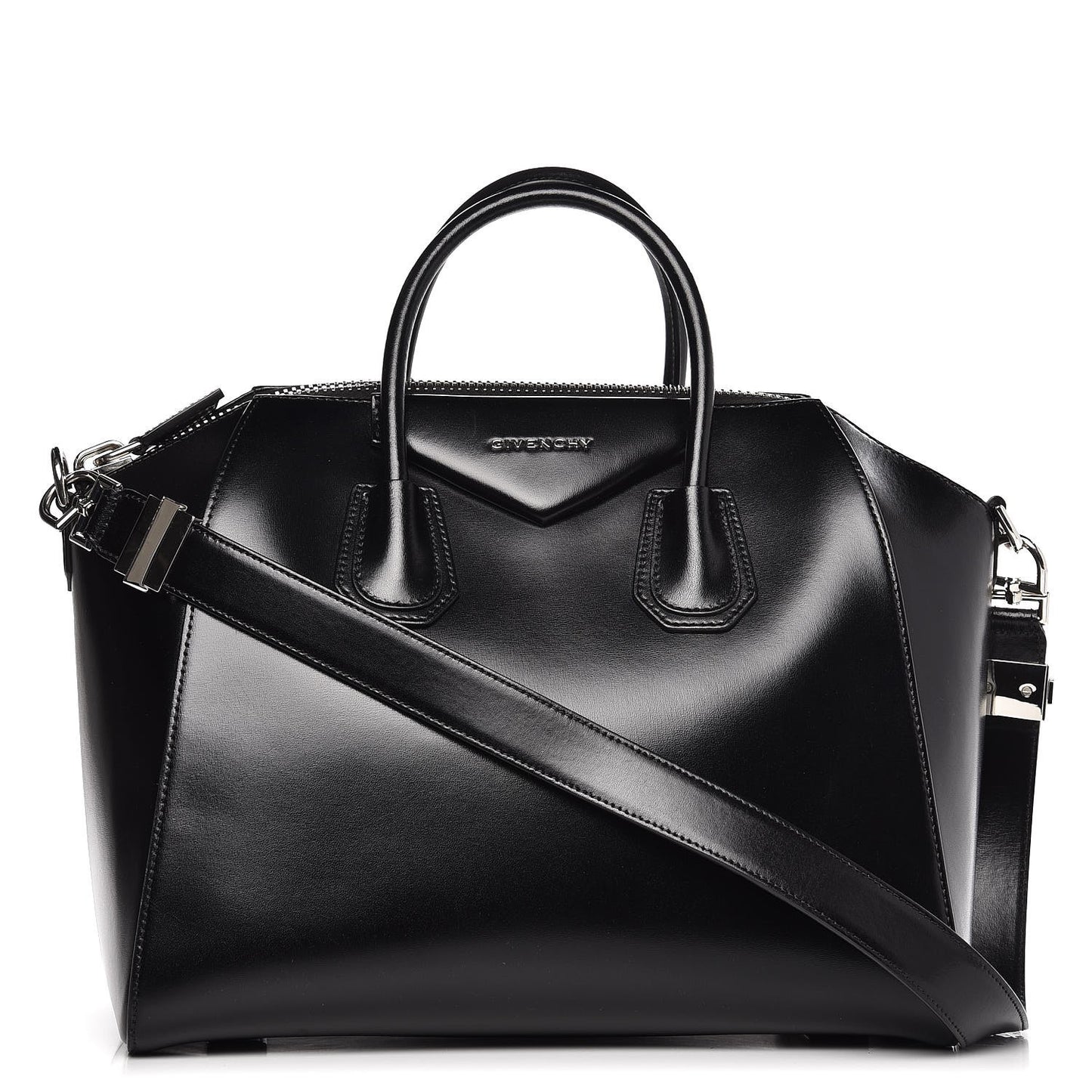 Shiny Lord Calfskin Medium Antigona Black