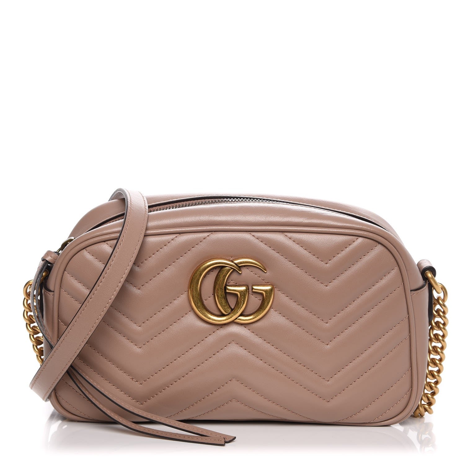 Gucci Calfskin Matelasse Small GG Marmont Chain Shoulder Bag Porcelain Rose 1 of 9