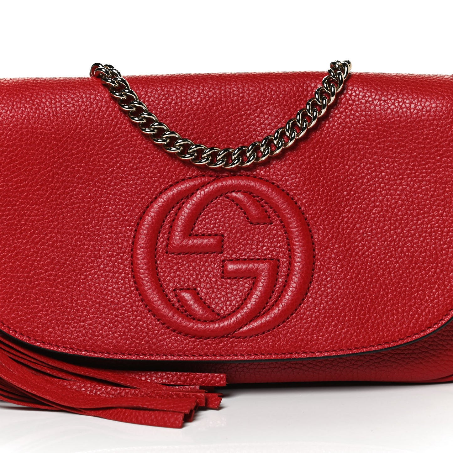 Pebbled Calfskin Medium Soho Flap Crossbody Vibrant Red
