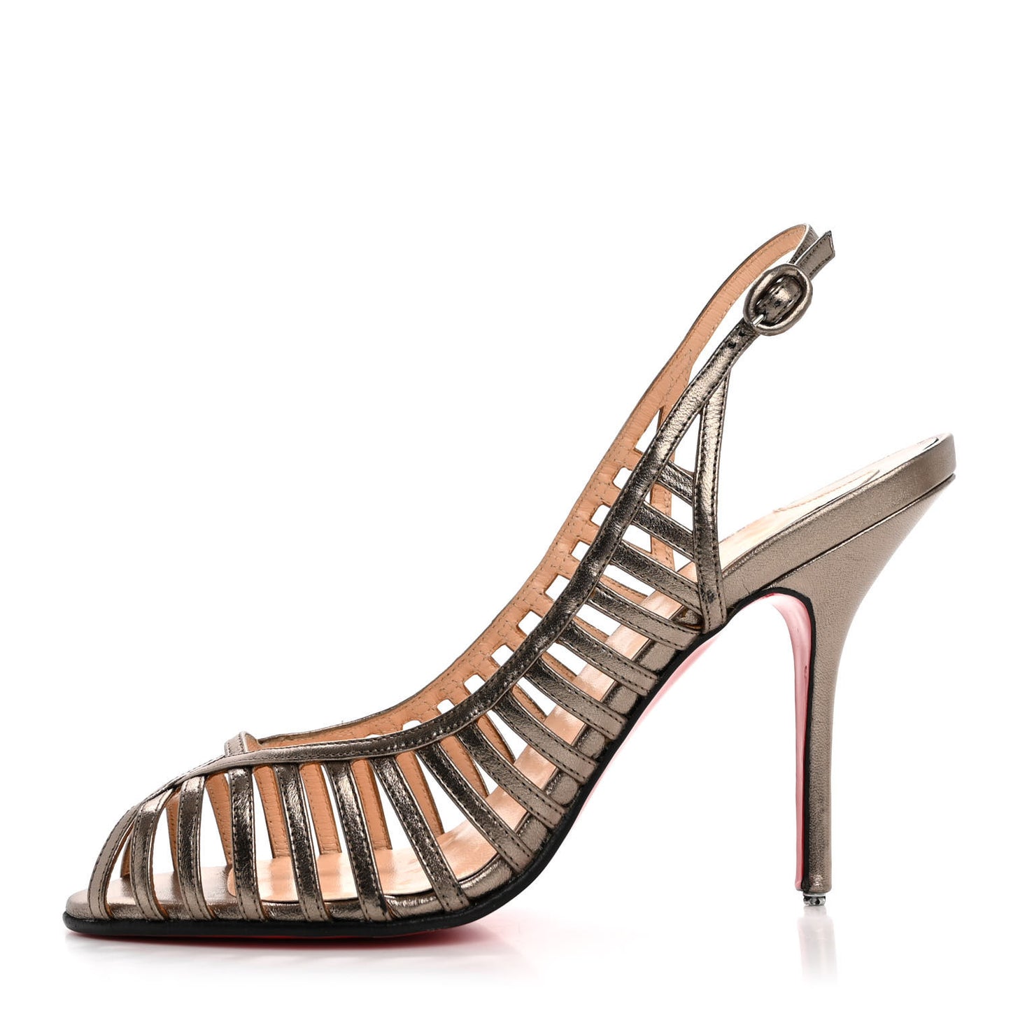 Metallic Calfskin Slingback Pumps 38 Pewter