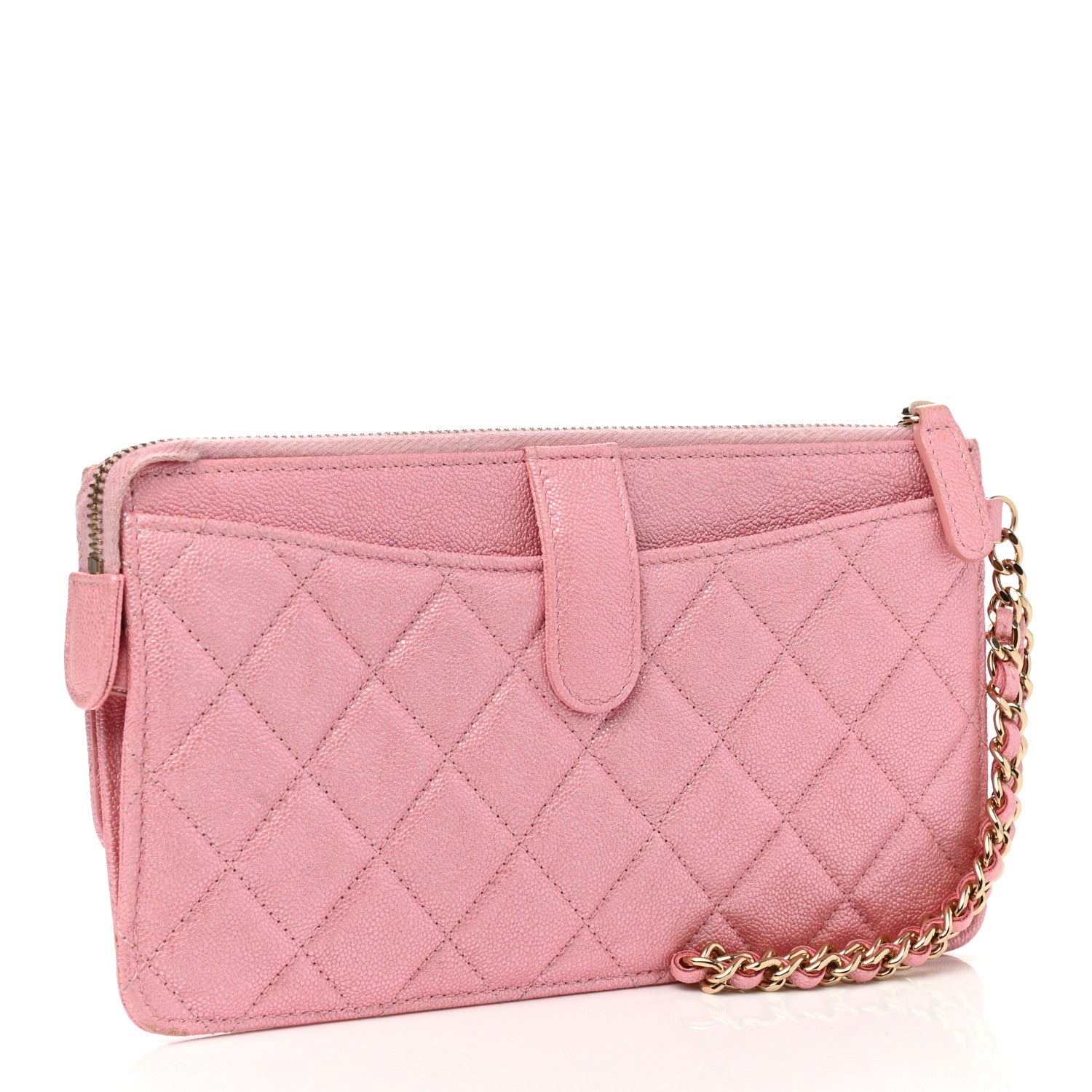 Chanel Iridescent Caviar Quilted Classic Pouch With Handle Rose Pink 5 of 8