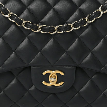 Chanel Lambskin Quilted Jumbo Double Flap Black 9 of 12